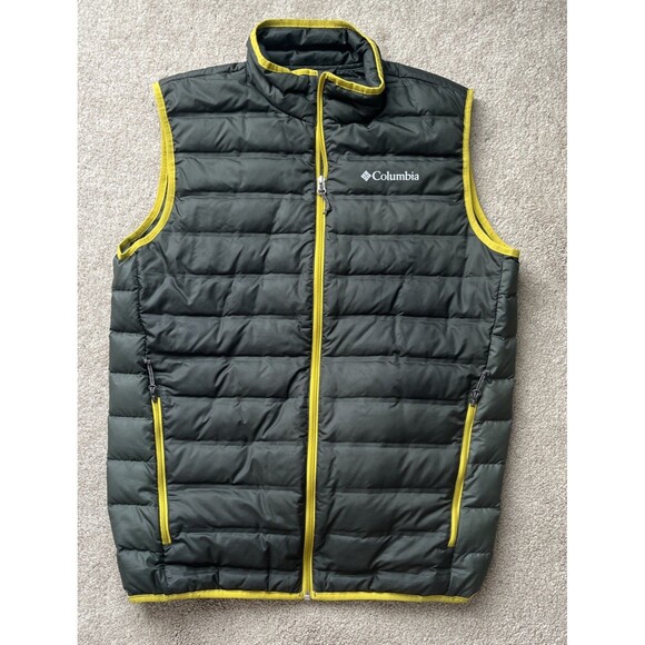 Columbia Delta Ridge Down Puffer Vest Mens Medium Gray Full Zip Lightweight - Picture 1 of 5